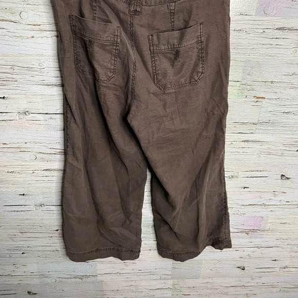 Anthropologie pilcro & the  letterpress brown wide leg crop linen pants size 27 - Picture 8 of 10